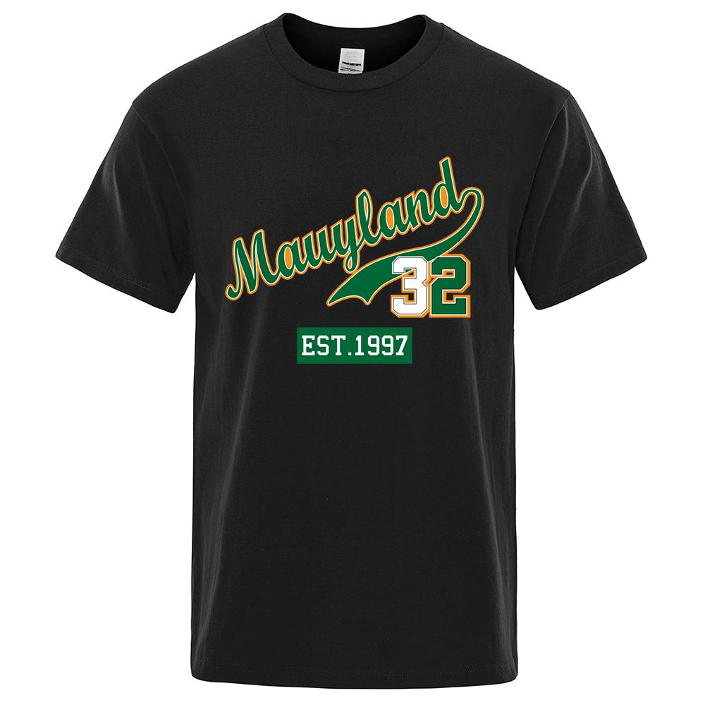 Marllyland 32 Est.1997 Streetwear Letter Graphics Tops Man Casual Oversize T Shirt Cotton Crewneck Loose T Shirts