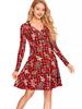 2024 Christmas European & American Style Print Long Sleeve Cardigan Dress