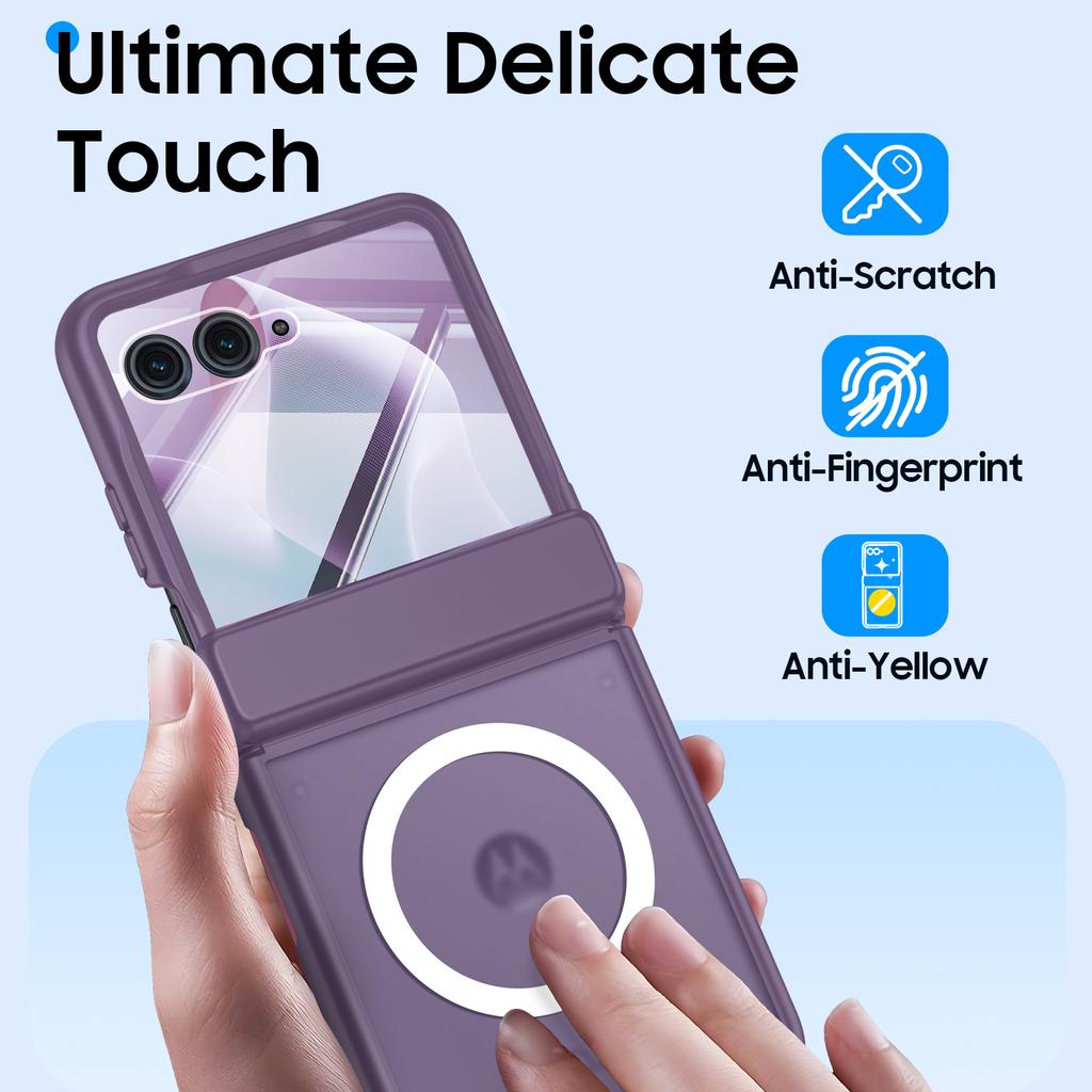 For Motorola Razr Ultra 2025 / Razr Ultra 2026 Magnetic Power,Slim Design,Screen Protector,Hinge Protection,Matte Shockproof Phone Case-Purple