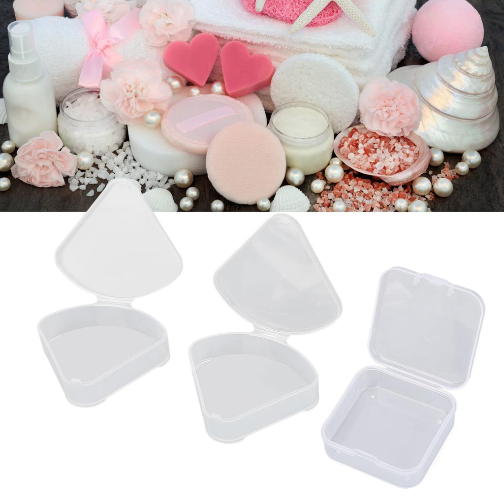 4pcs Makeup Puff Sponge Holder Case Different Shape Transparent Portable Waterproof Puff Protective Container