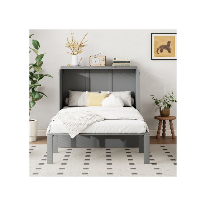 Lit télescopique - MUVOE - 90x200cm - Gain de place - Design morphing - Couleur grise