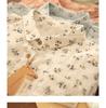 Spring Yuanbao Collar Floral Print Double Layer Gauze Cotton Shirt - Women's Loose Cotton Linen Style