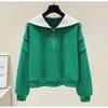 Sweatshirt for Women Oversize Loose Half-Zip V Neck Casual Pullover Long Sleeve Winter Sweatshirt Top