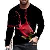 European and American Fashion Gradient Printed Casual Long Sleeved T-shirt O Neck Oversized Pullovers Tees Tops Men's Clothing