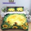 Watercolor Sunflower Pattern Bedding Quilt Set  Home Decoration  Gift (1 * duvet cover + 2 * pillowcase  without core)