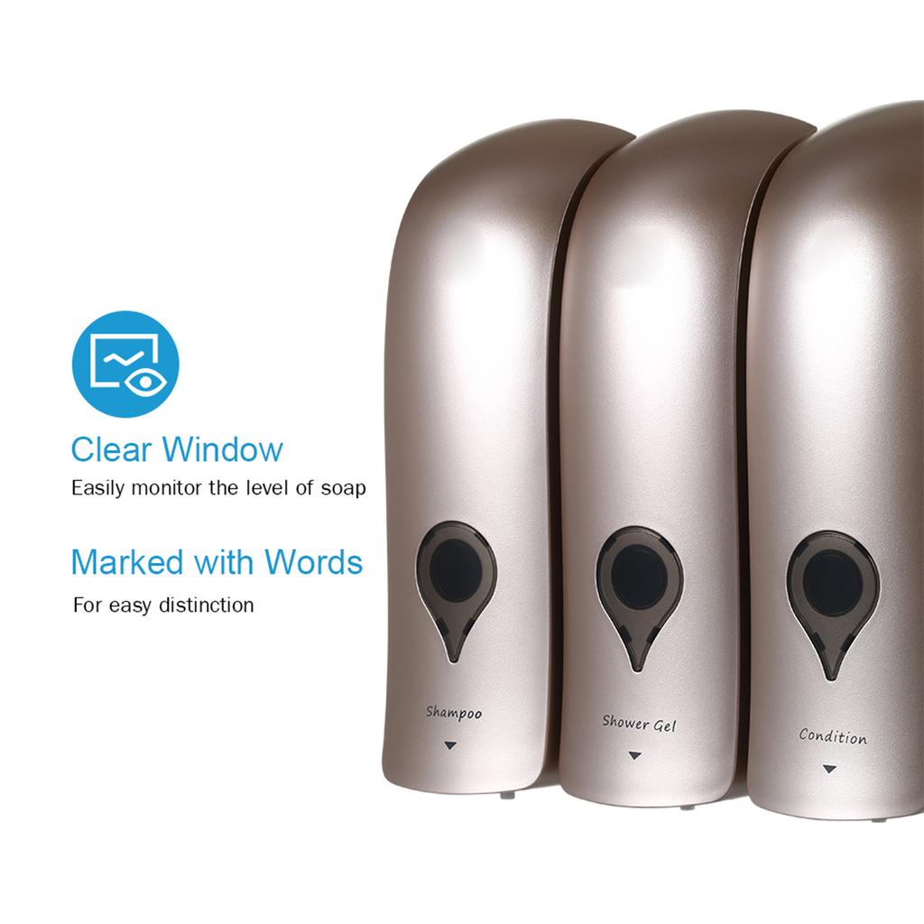 Manual Soap Dispenser 3 Chamber X 300mlCelsius 10.2oz Wall Mounted Liquid Shampoo Box Shower Gel Hand Soap Dispensers for Kitchen Bathroom