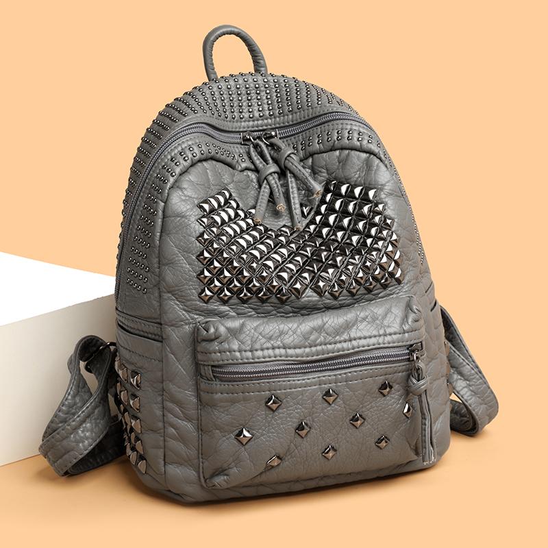 Rucsac Decorat cu Nituri Rucsac la Modă Stil Punk pentru Femei Utilizare Zilnică Casual Rucsac Ușor Detaliu cu Șuruburi pentru Naveta Zilnică Școală și Călătorii