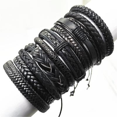 10 szt./zestaw Czarny Oplot Tkany Nowa Moda Ręcznie Robione Męskie Bransoletki Męskie Damskie Skórzane Bransoletki Męska Bransoleta Hurt Biżuteria Prezent