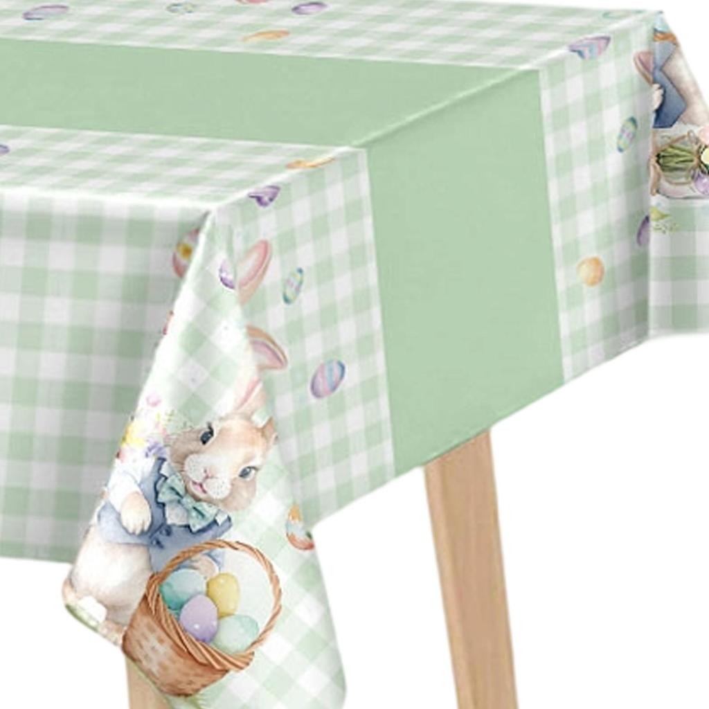 Colorful Easter Eggs Tablecloths Disposable Spring Table Cover Rectangle Table Cover Decorations for Picnic Restaurant Kitchen