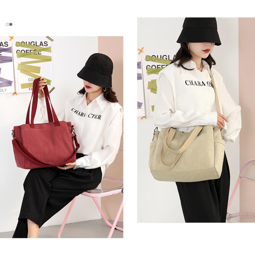 Fashion Simple Large Canvas Women Tote Bag, Durable Dual Carry Bag For Office Document Storage, Student Books And Weekend Leisure Outdoor Trips