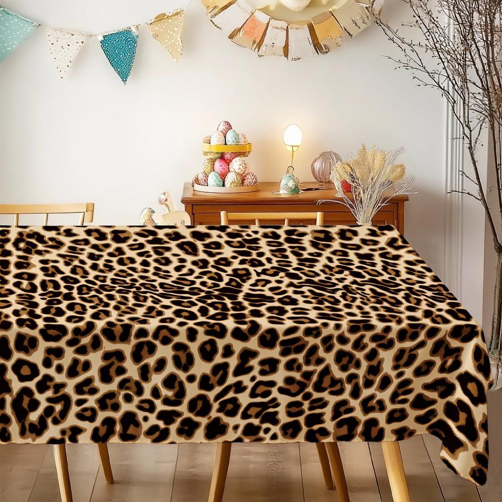 Leopard Print Rectangle Table Cloth for Table Decor Kitchen Dining Waterproof Reusable Tablecloth for Tables Dining Room