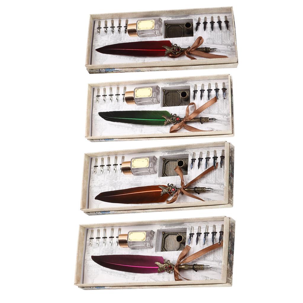 Pen Set Vintage Creativity Ink Carving Writing Suit for Lover Teacher Classmate Gift