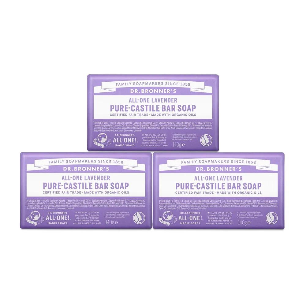 Dr. Bronner s Lavender Pure Castile Bar Soap 140g (3 pieces)