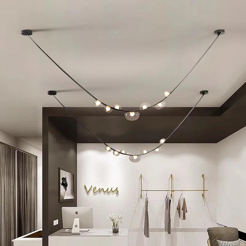 Modern Minimalist Restaurant Gray Decorative Chandelier Nordic Art Designer Villa Duplex Suspended Living Room Staircase Chandel