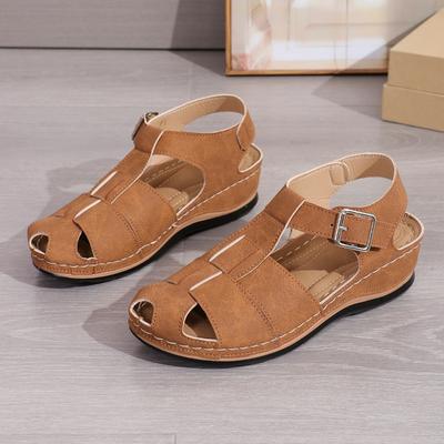 Casual Women's Wedge Sandals, Comfortable Thick-soled Women's Shoes with Secure Ankle Straps, Sturdy and Durable Slippers