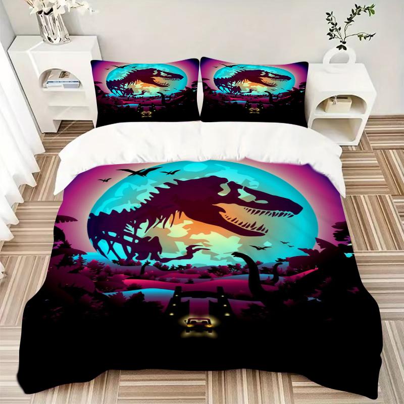 3Pcs Dinosaur Night Safari Bedding Sets For All Sizes New 3D Printed Bed Cover Comforter Duvet Cover Pillowcase Bedroom Decoration