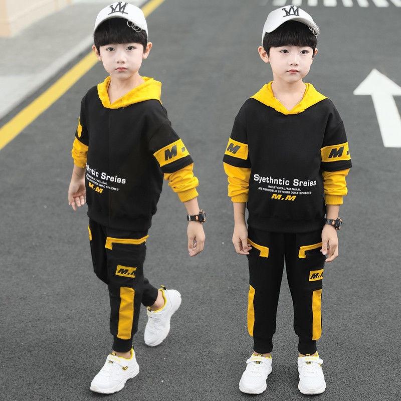 

Детская одежда для мальчиков Весенние костюмы для мальчиков среднего и старшего возраста Красивая толстовка Костюм-двойка 160 жёлтый