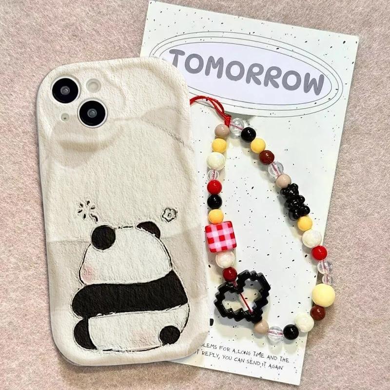Cute Panda Wrist Strap Case For Motorola Moto Edge 50 Fusion Pro Ultra G84 G14 G75 G35 G05 G15 G22 G30 G24 G54 G34 E13 E22 G35