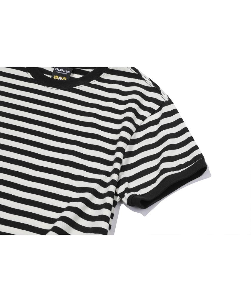 CPGN STUDIO Stripe Crop Ringer Tee Black