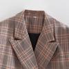 Womens Plaid Print Blazer Long Sleeve Casual Coat Street Style Outerwear