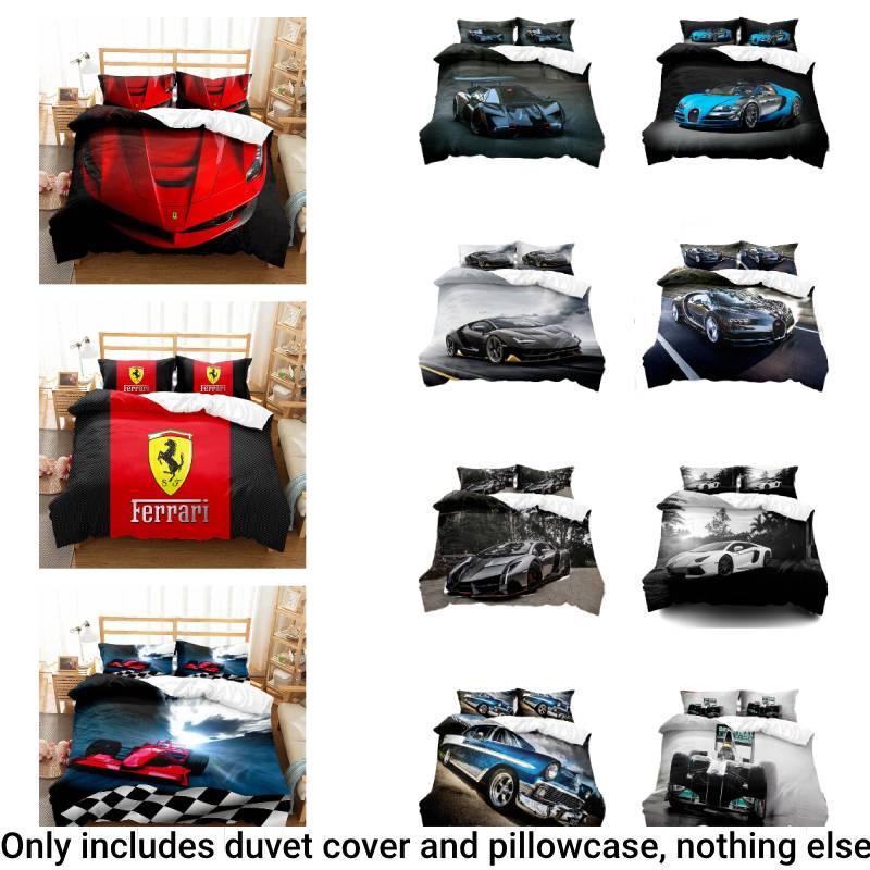 Stilvolles und lebhaftes 3D-digital bedrucktes Supercar-Bettwäscheset Direktverkauf des Herstellers