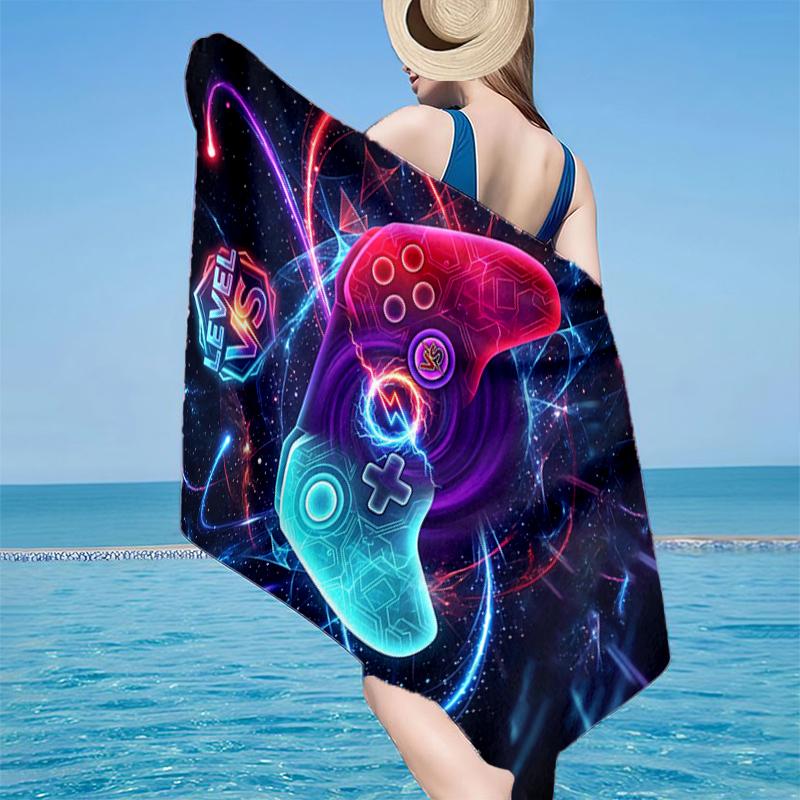 Neon Gaming Controller Beach Towel, Super Soft Microfiber, Gift for Her/Him, Birthday, for Pool, Beach, Travel, Home Decor Fan gifts