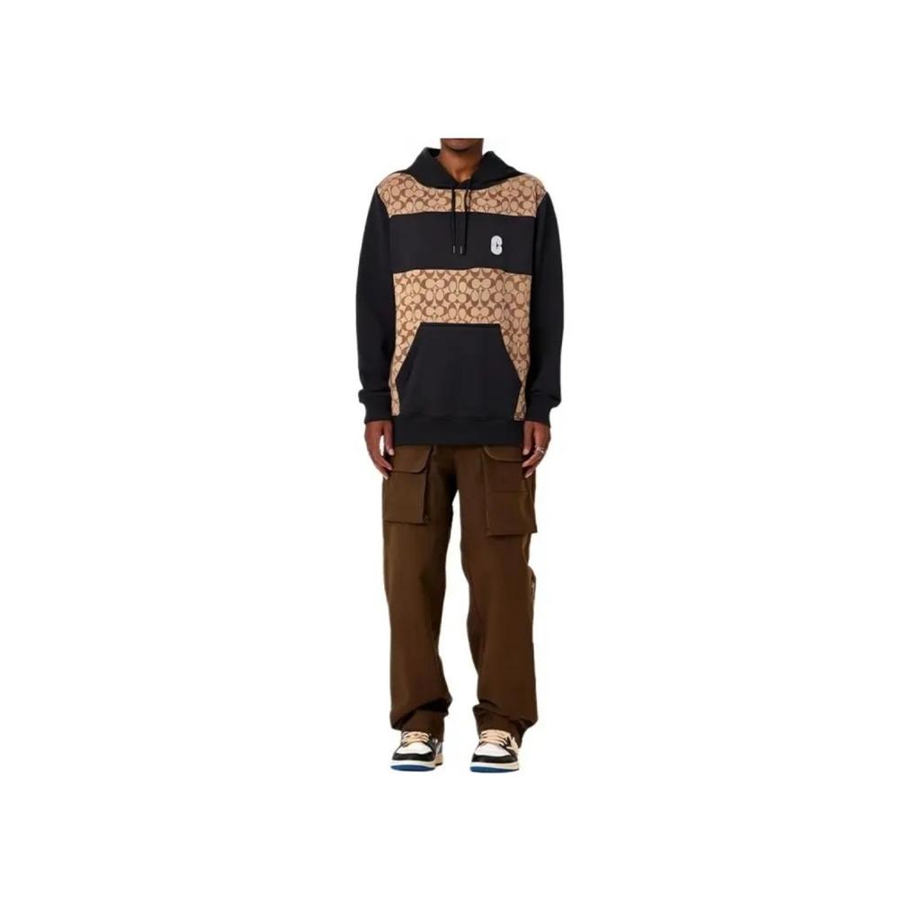 Coach Ss22 Logo Print Patchwork Sweatshirt Men tops Khaki C7828-OFZ