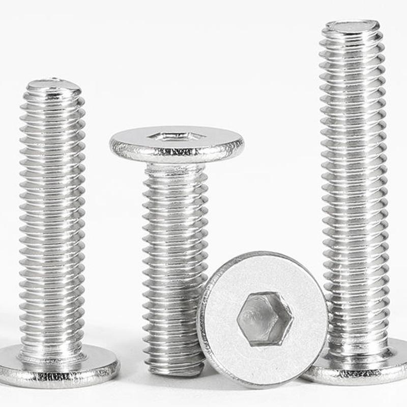 304 Edelstahl Große Flachkopf Sechskant-Innensechskantschrauben - Kundenspezifische Dünne Flachkopfschrauben
