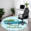 1 st Kerstprint Stoelmat voor Kantoor, Ronde Polyester Mat, Binnendecoratie voor Kantoor, Makkelijk te Onderhouden Stof, Wasbaar Antislip Vloerkleed