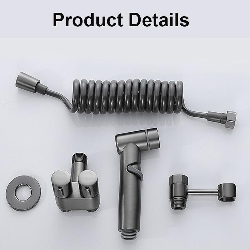 Zinc Alloy High Pressure Bidet Sprayer Set Bathroom Toilet Cleaner Spray Gun With 1 In 2 Out Angle Valve Greysilverblack