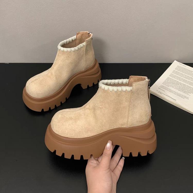 Small Thick-soled Heightening Locomotive Small Short Boots Women's Single Boots 2025 Autumn and Winter New BirkenMartin Boots