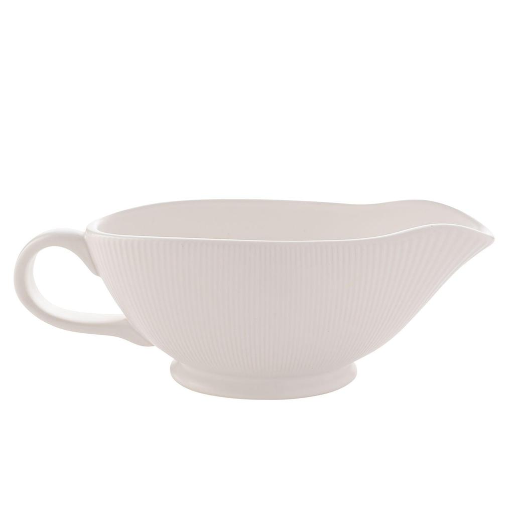 Hestia White Ribbed Gravy Dish