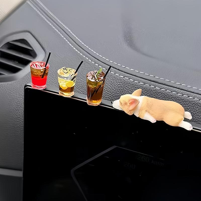 1 Set Decor Birou Câine Mini Ornamente Corgi pentru Mașină Artizanat Rășină Simulare Coacere Prăjituri Accesorii Kawaii