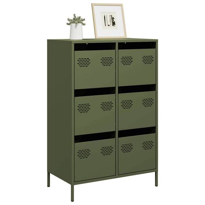 VidaXL Buffet haut vert olive 68x39x101,5 cm acier 851224
