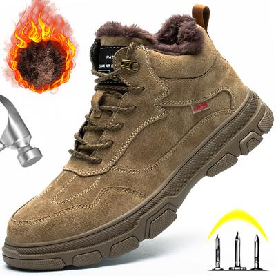 Warme Plüsch-Winterarbeitsstiefel für Herren, Sport-Sicherheitsschuhe, pannensichere Schutzschuhe, Sicherheitsstiefel mit Stahlkappe, Herrenschuhe