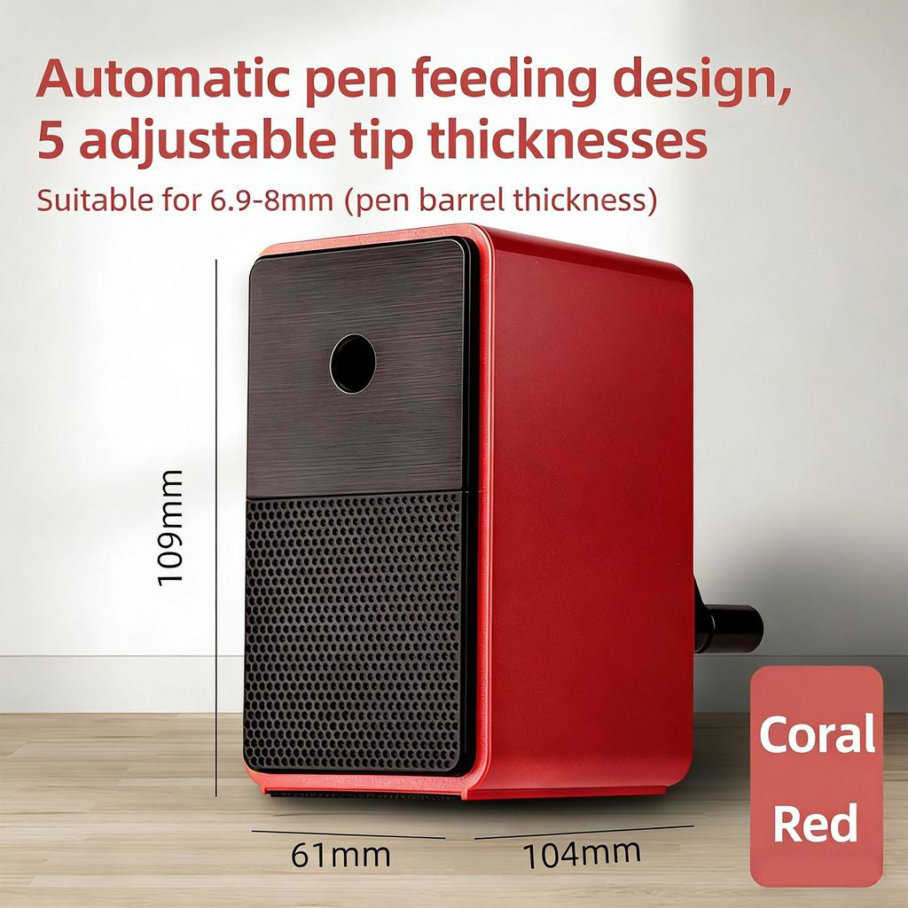 Manual Pencil Sharpener Alloy Steel Blade Compatible Multiple Pencils with 5 Adjustable Tip Auto Eject Broken Lead for Artists Students and Sketching