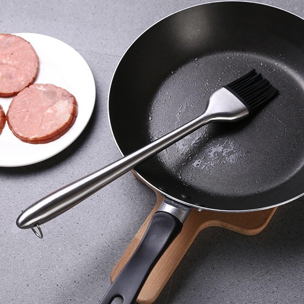 Stainless Steel Barbecue Grill Brush Hollow Handle Silicone Oil Brush Pancake Brush  Kitchen
