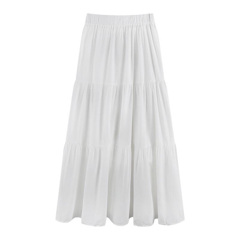 

Черная плиссированная юбка А-силуэта с высокой талией - элегантная, утягивающая, средней длины, женская весенняя мода M белый