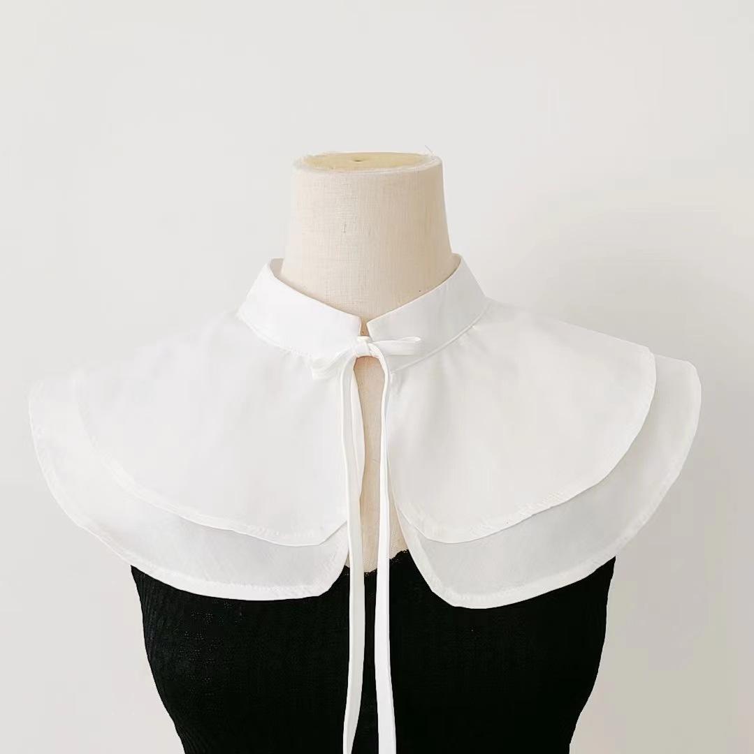 

Французский стиль, двухслойная изысканная накидка, жилет, универсальный декоративный накладной воротник, воротник-стойка, элегантный галстук в литературном стиле белый