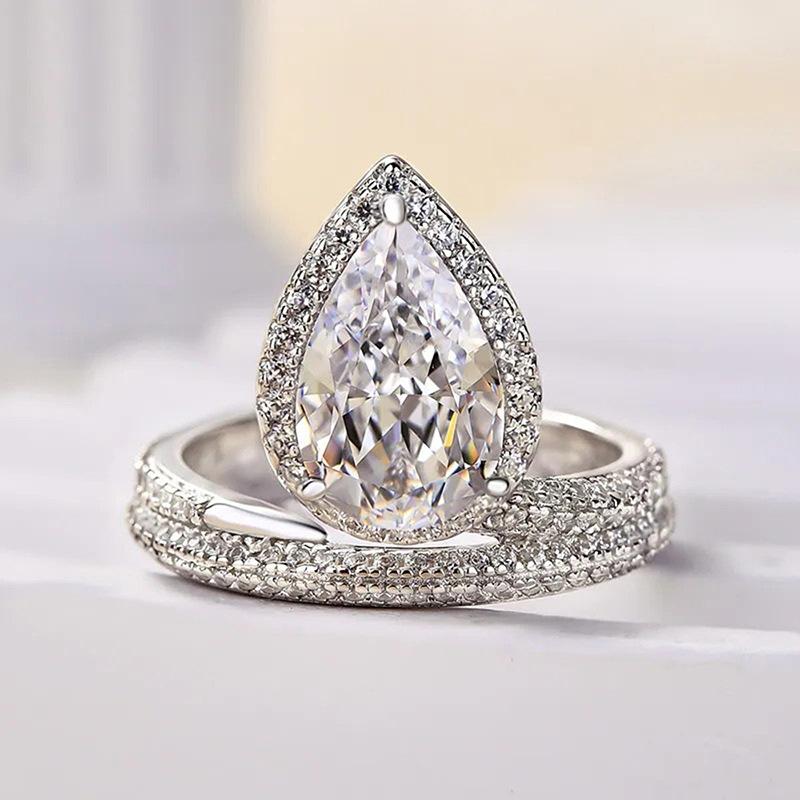 Shein Princess Temperament Ring, Water Droplets Full Of Diamonds Flash Ring Girl, Engagement Wedding Matching