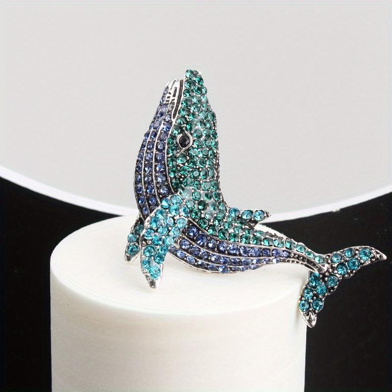 Ретро Креативная Милая Нежная Личность Синий Кит Брошь