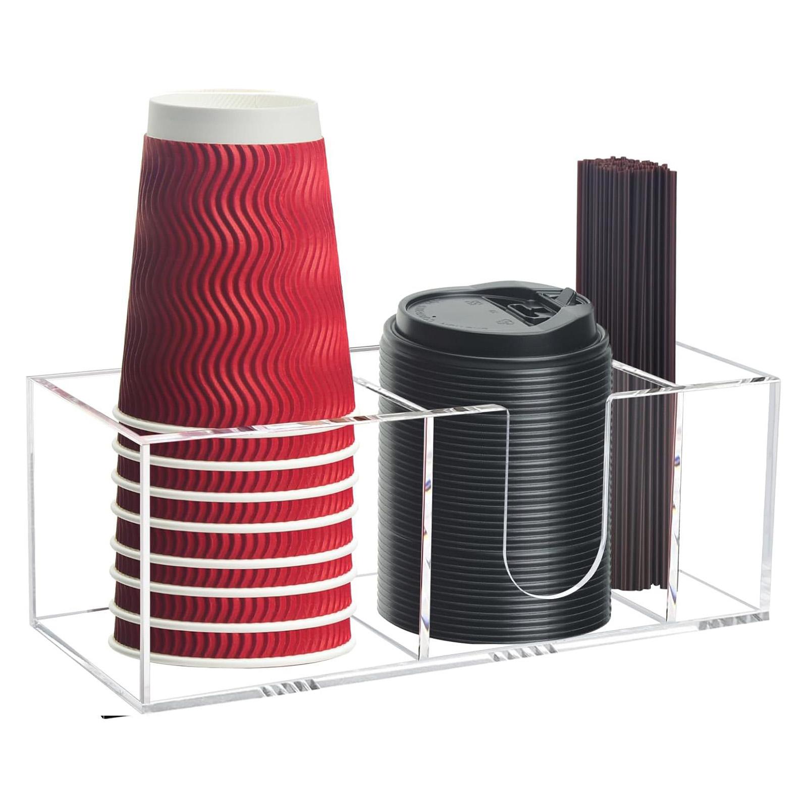 Многоцелевой одноразовый держатель для хранения стаканов Диспенсер для бумажных стаканов для кофе Коробка для хранения Акриловый настольный органайзер для кухни