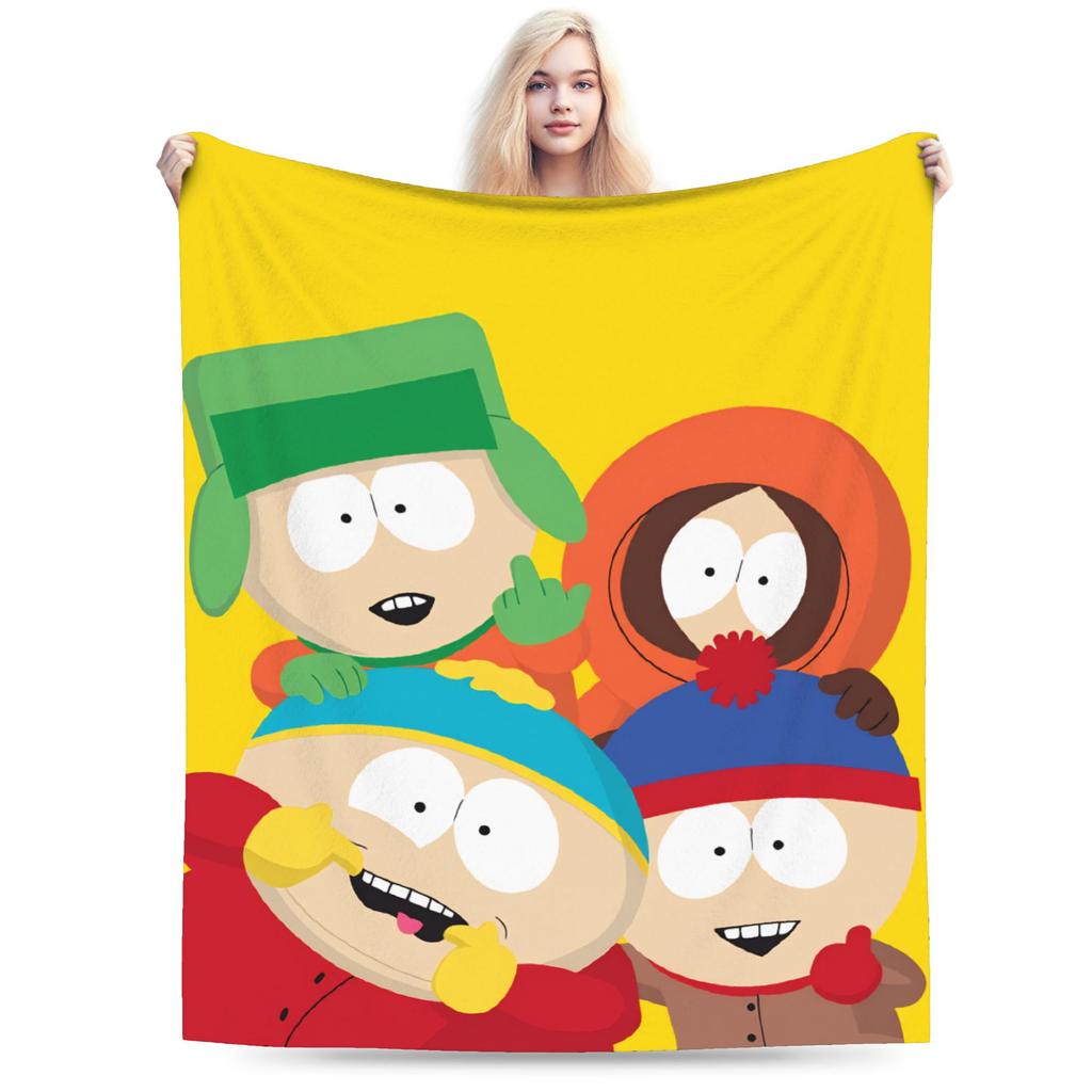 Soft Warm Blanket Southes Cartoon Parks Boy Girl Plush Throw Blanket Street Trend Couch Bed Flannel Bedspread Sofa Bed Cover