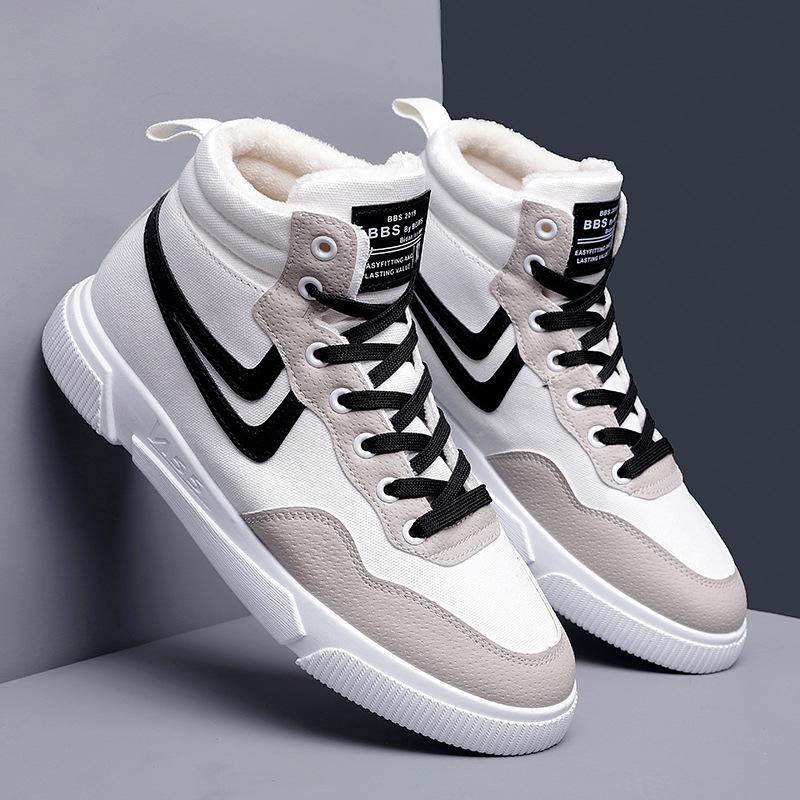 

Новые модные высокие хлопковые туфли мужские зимние теплые плюс бархатные универсальные кроссовки для отдыха и спорта для студентов, скейтбордистов, мужские кроссовки 44 бежевый