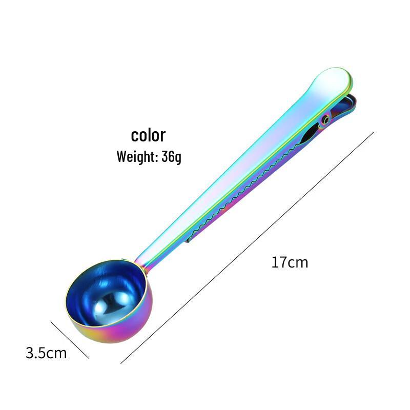 Multifunctional Iridescent Stainless Steel Coffee Scoop & Bag Clip