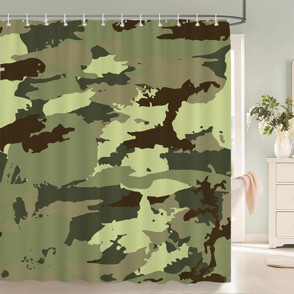 Green camouflage pattern Shower Curtains Waterproof Fabric Floral Bath Curtains For Bathroom Bathtub Curtain With Hooks