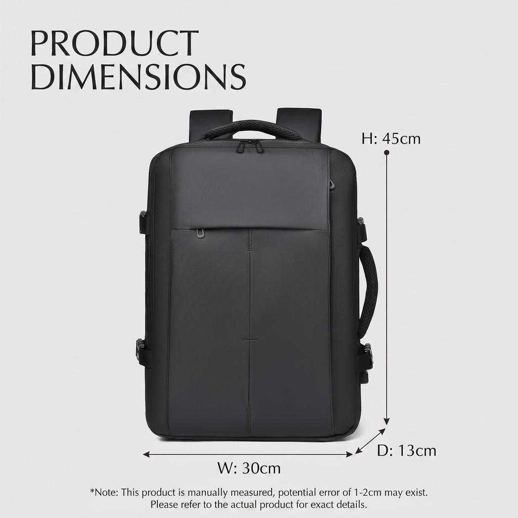 Large Capacity Expandable Laptop Backpack for Men Business Travel with USB Charging Port Commuter