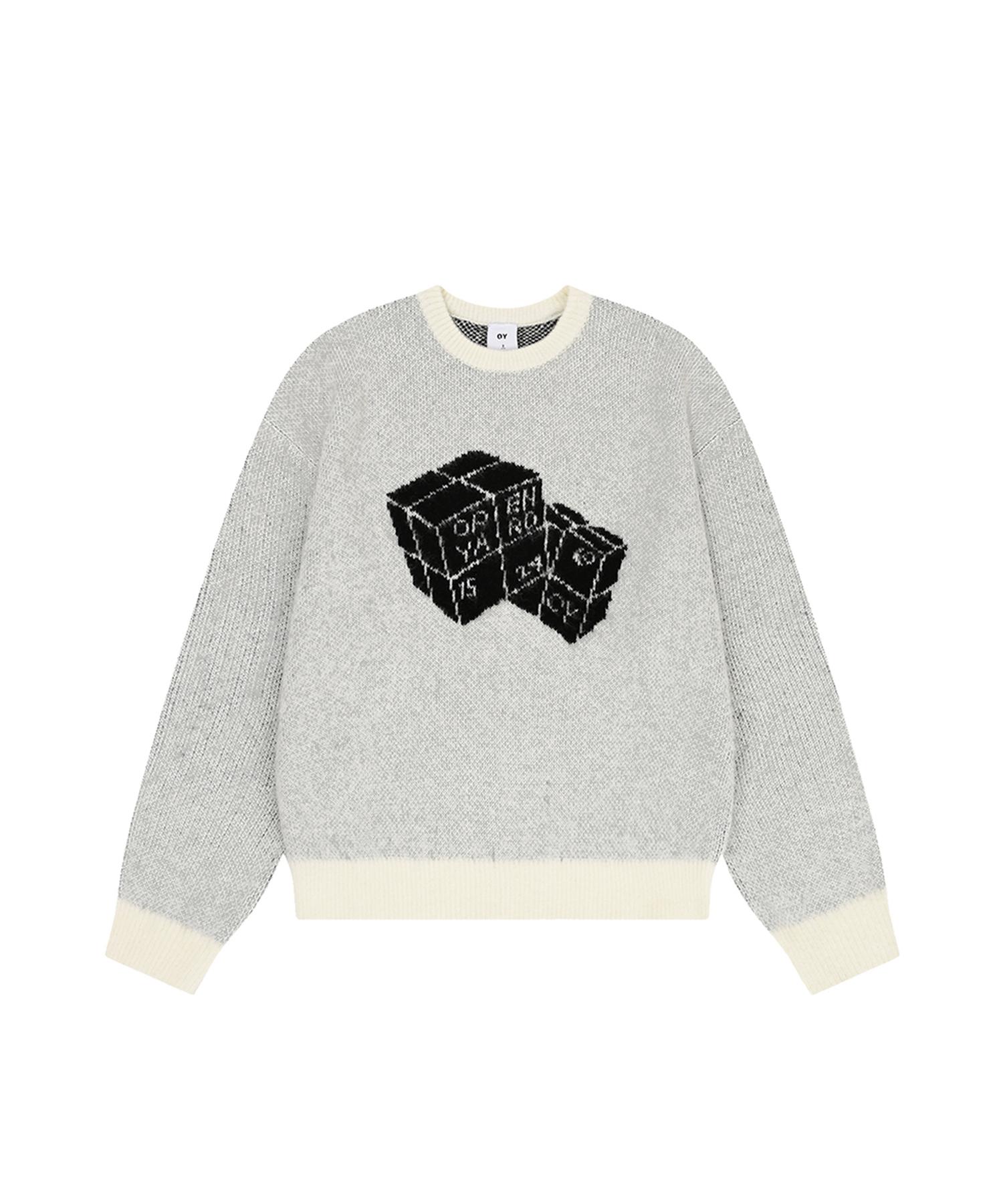 Oy Hairy Dual Cube Knit - Ivory 1