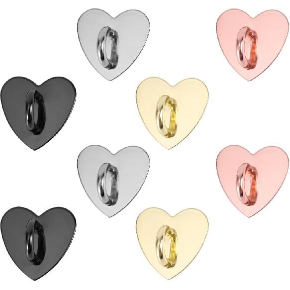 8pcs Cell Phone Ring Holder, Cute Heart Phone Charm Hooks Adhesive Smartphone Finger Ring Stand Sticky Metal Loop Grip for Cellphone Case Pad Tablet