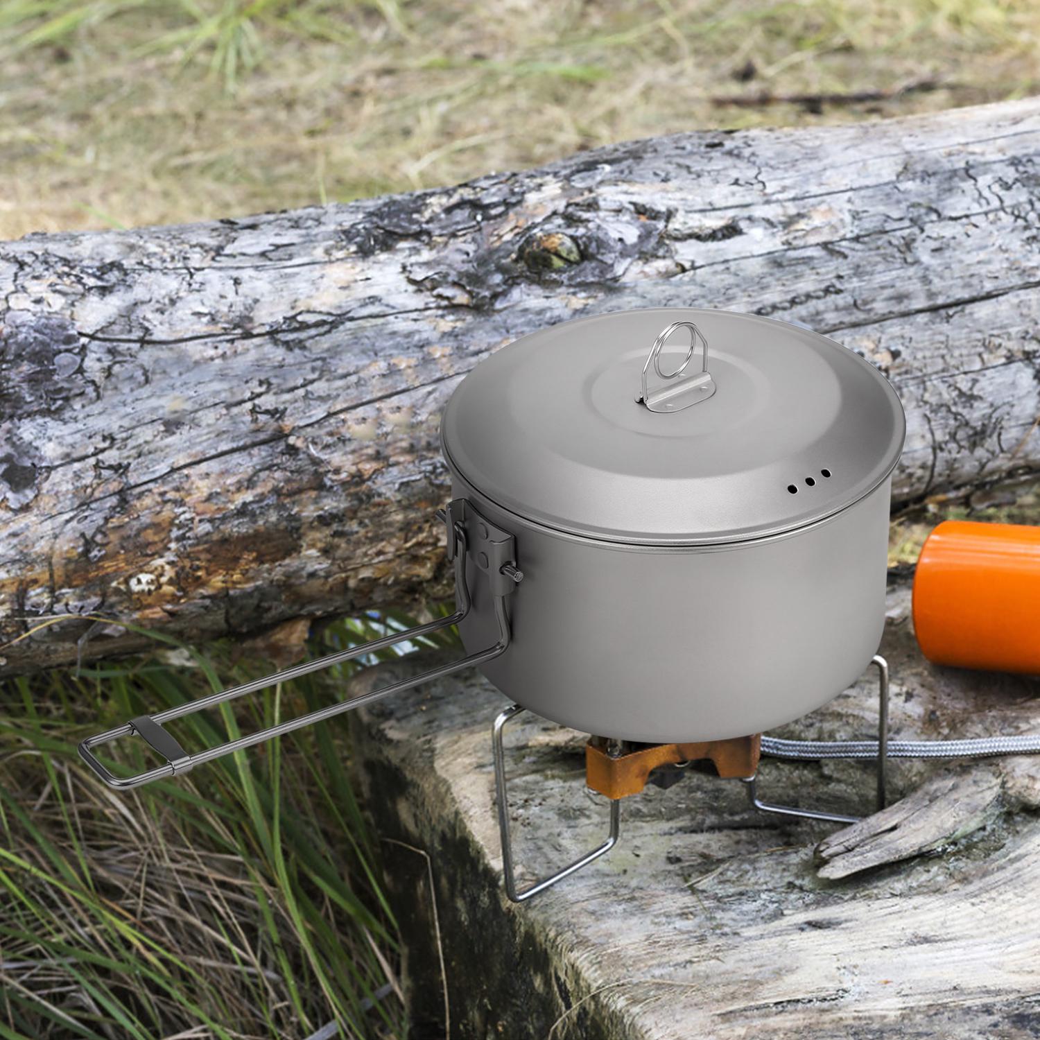 Camping Cookware Set   Pot and Fry Pan Set with Lid and Foldable Handles for Outdoor Camping Hiking Backpacking Picnic
